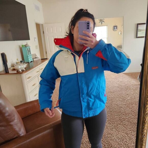 Columbia 90s retro Double layer reversible winter jacket hoodie puffer windbreak - Picture 10 of 13